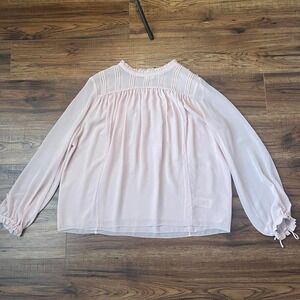 Wilfred Pale Pink Sheer Long-Sleeve Blouse